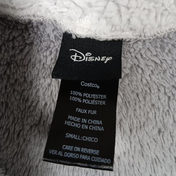 Disney Long Lounge Hoodie Size Small Gray Mickey Head Pattern Fleece Long Sleeve - Picture 8 of 10